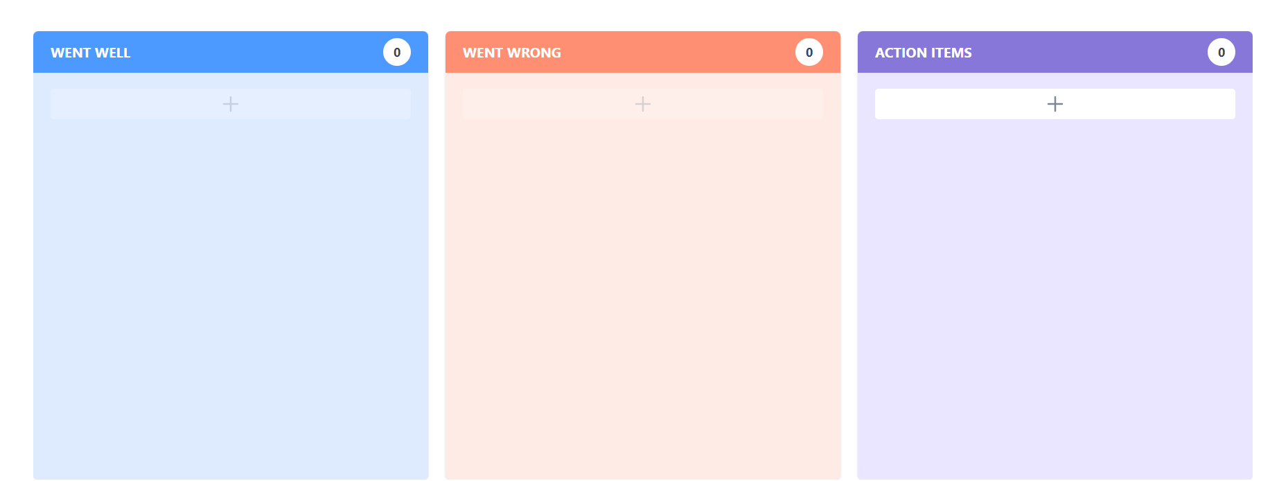 Our Retro App layout inside a session.
